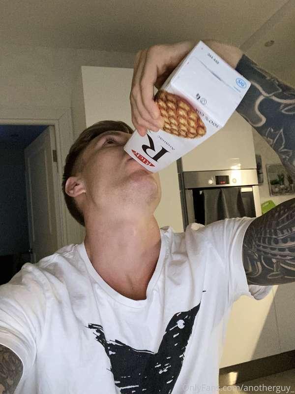 Drinking pineapple juice. You know what for...😅
