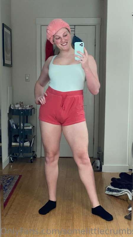 Fresh out of the shower, and I'm living for this shorts/body..