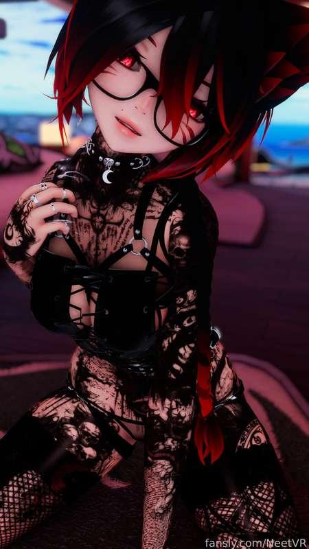 Part.3

Putting on the corset makes me want to go dommy mommy vibes for you &lt;3

#vr #hentai #anime #goth #scene #emo #boobs #tattoos