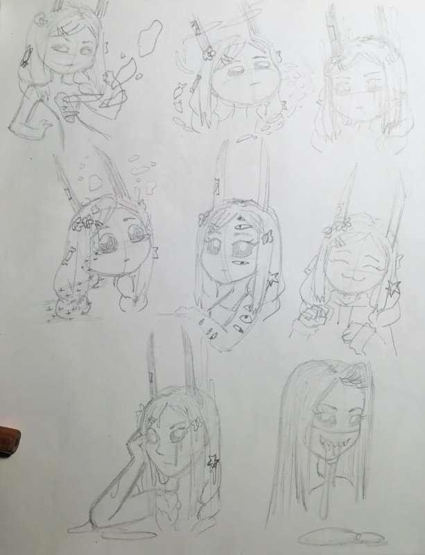 sketch of Elisabeth and her "skills"