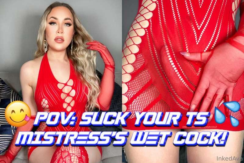 POV SUCK YOUR TS MISTRESS'S WET COCK!!! 😈👅 You're on your kn..