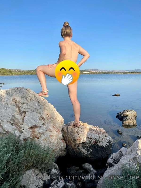 Today I was hiking completely naked in a beautiful landscape..