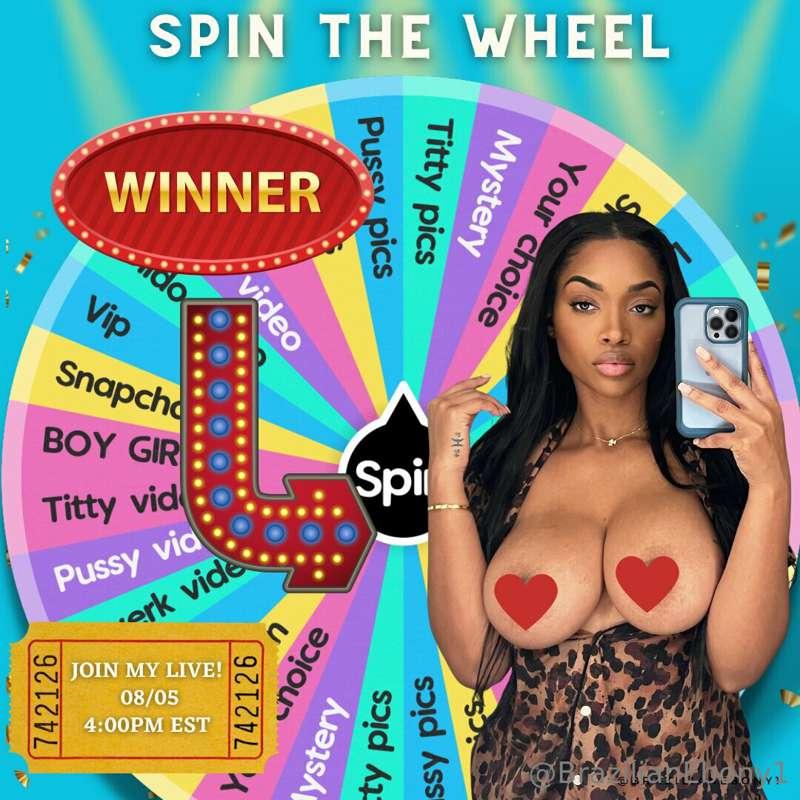SPIN THE WHEEL 🎡🎢 
🏆 Everyones a WINNER 🏆 
1 spin $15
3 spin..