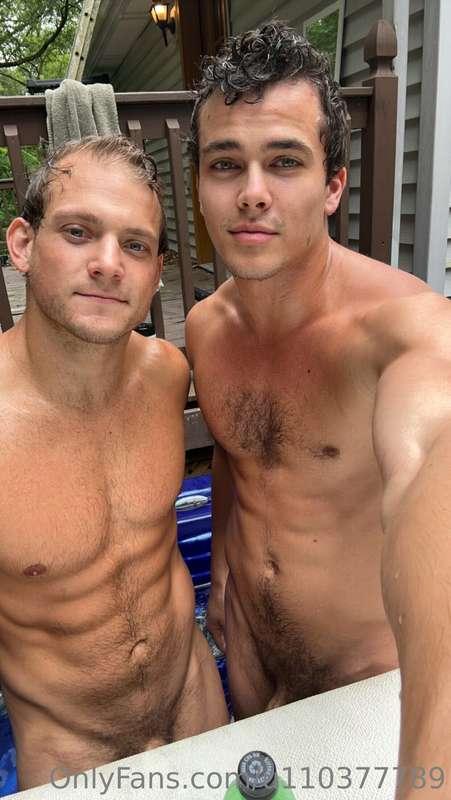 Two bros in a hottub