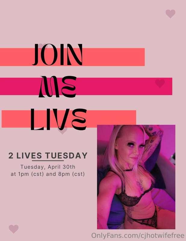 Im going LIVE today 2 different times!! 🥰 first Live is at *..