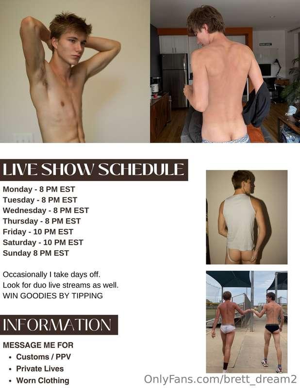 Live show schedule and Information