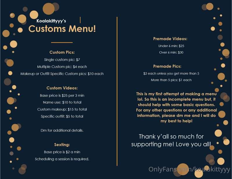 So to make life easier, I made a Menu! Hope this helps every..