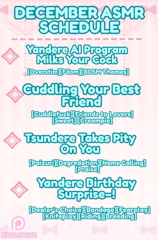December 18+ Audio Schedule