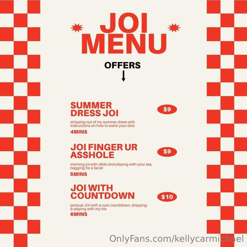 JOI MENU 🍟if you're interested in any video, send me a DM wi..