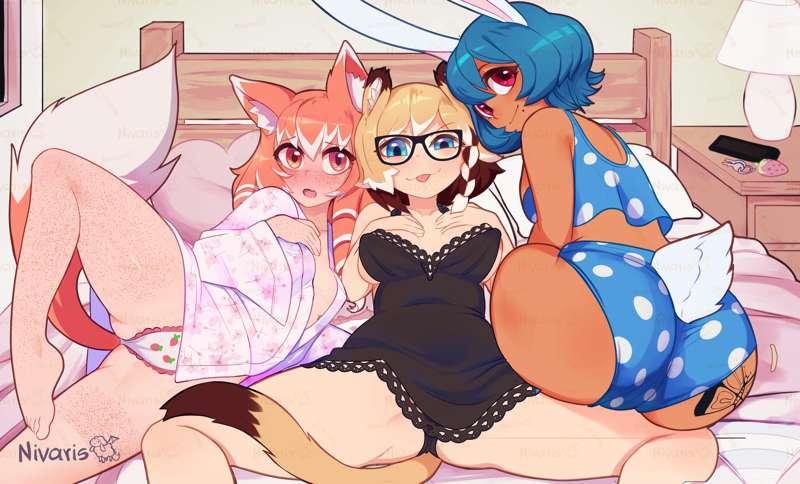 Tira, Lumi and Harriet are having a pajama party