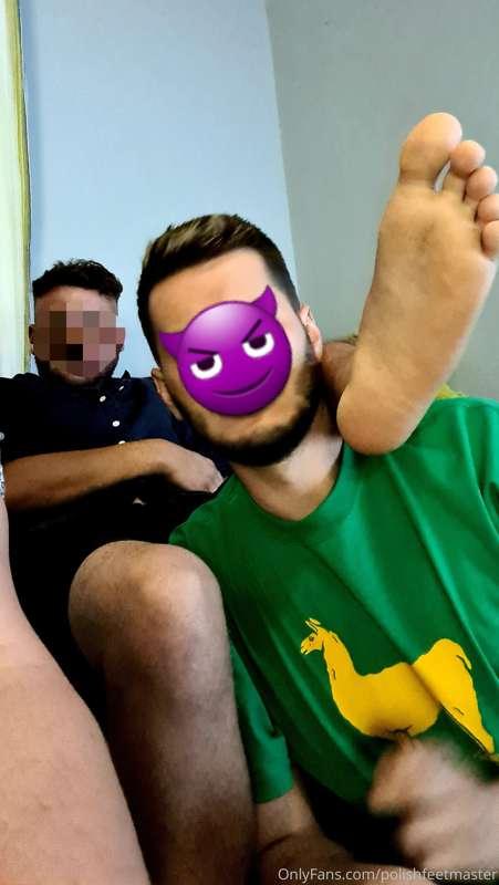 Can't believe our straight mate let us play with his feet la..