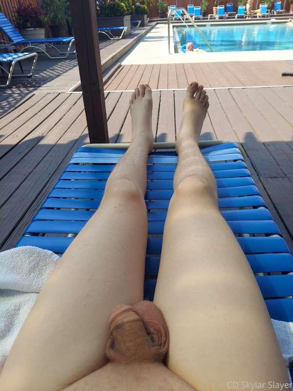 Out by the pool at a private mens club. Sorry for lack of po..