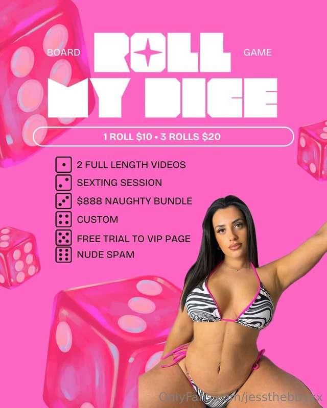 Roll the dice, baby… every number wins something filthy 🎲💦1 ..