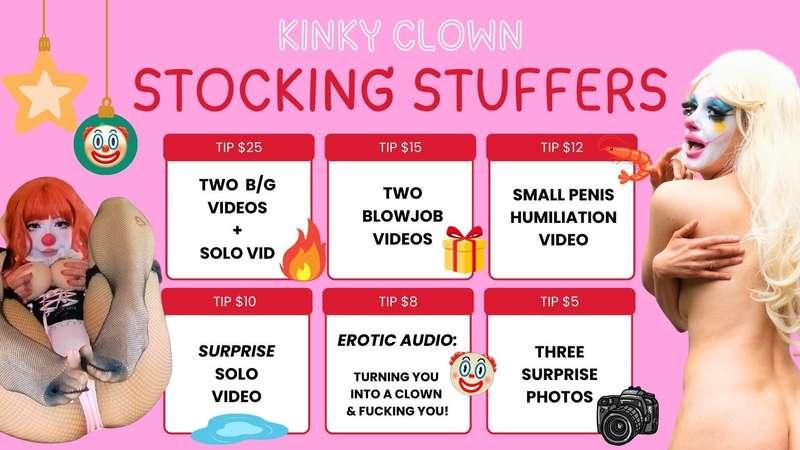 💦🎁 𝐊𝐈𝐍𝐊𝐘 𝐂𝐋𝐎𝐖𝐍 𝐒𝐓𝐎𝐂𝐊𝐈𝐍𝐆 𝐒𝐓𝐔𝐅𝐅𝐄𝐑𝐒 🎁💦

Have you been naughty or nice this year?? Either way, our clown crew are gagging to stuff your xxxmas stocking with a whole bunch of delicious gifts in the form of kinky clown porn!!

To get your gifts, simply tip on this post and receive the corresponding gift sent directly to your inbox! 

𝐎𝐑 𝐮𝐧𝐥𝐨𝐜𝐤 𝐭𝐡𝐢𝐬 𝐩𝐨𝐬𝐭 𝐭𝐨 𝐫𝐞𝐜𝐞𝐢𝐯𝐞 𝐄𝐕𝐄𝐑𝐘𝐓𝐇𝐈𝐍𝐆 𝐈𝐍𝐒𝐓𝐀𝐍𝐓𝐋𝐘! This includes 7 full length videos, a filthy audio to jerk it to and a photo pack!&nbsp;(𝐕𝐚𝐥𝐮𝐞 $𝟏𝟖𝟎!!)

xx Belle

#fyp #clown #clowngirl #christmas #xxxmas #circus #clownmakeup #petite #pov #bigtits #xmas #giveaway #eroticaudio #sph #freeporn @BoobeeBaloon 