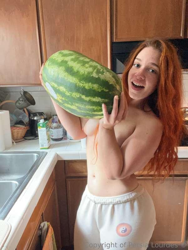 Topless me Vs. 32lb Watermelon 🍉 😂 ITS SO BIGGG…HELP heheheh..