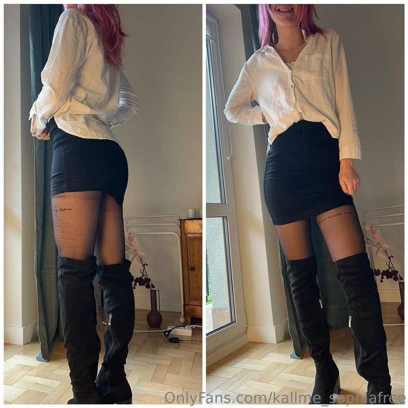 Short skirt and fuck me boots for work today
