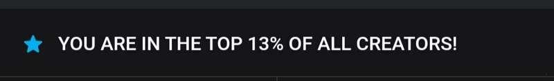 Top 13% of creators? Stop I'm blushing-