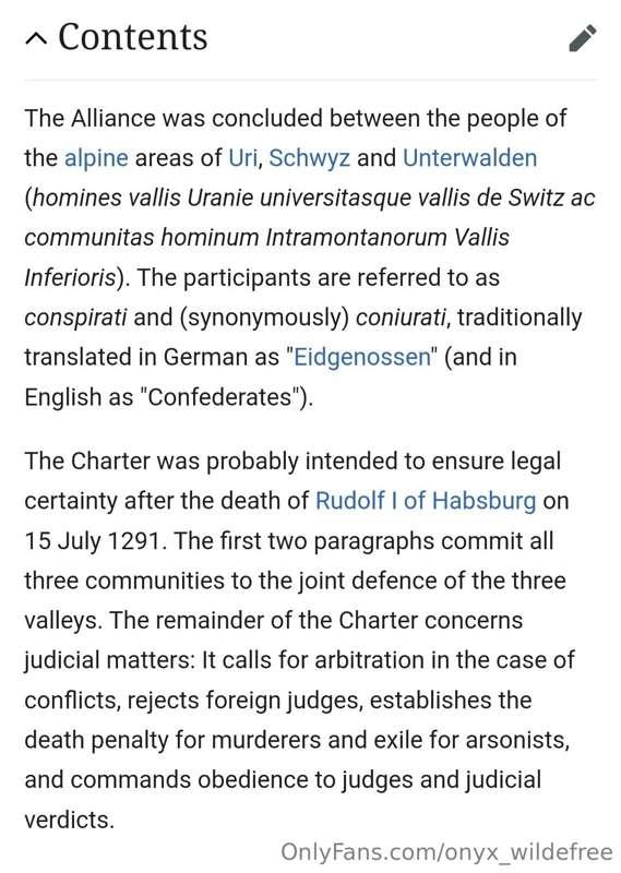 I was looking into the Federal Charter of 1291, the document..