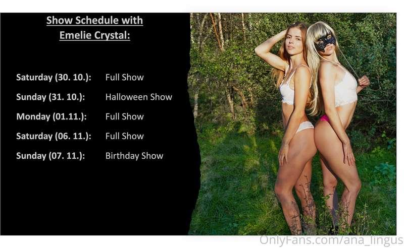 Hey guys! We will do five 3some Shows with @emelie_crystal s..