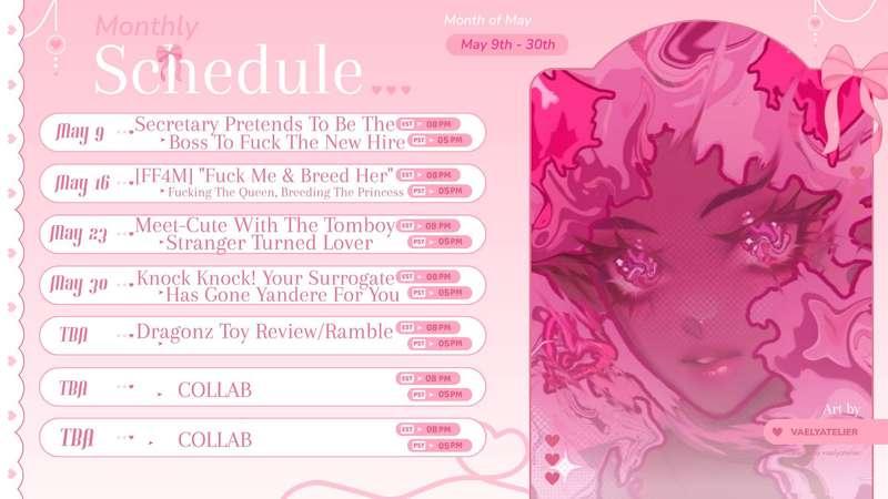 𐙚⋆.˚Mayhem May Audio Schedule 𝜗𝜚⋆₊˚