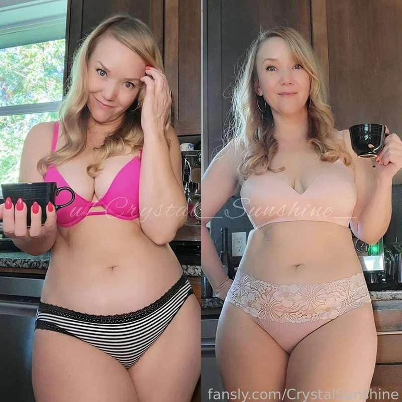 Which one is your favorite? 
#FYP #curvy #milf #cougar #lingerie #boobs #hips #blonde #mombod 