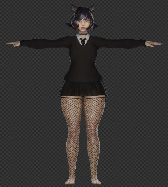 Goth Squirrel Girl (school-girl fit)