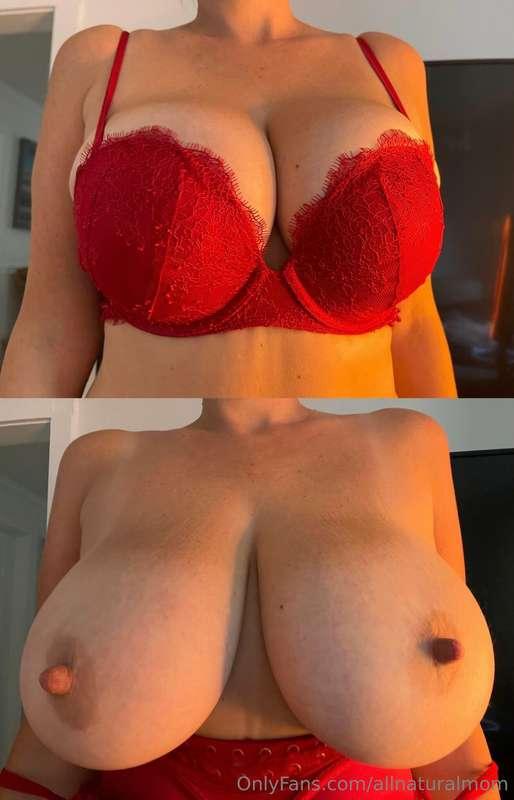 Busty in Red ❤️  My bra has to work hard 😂