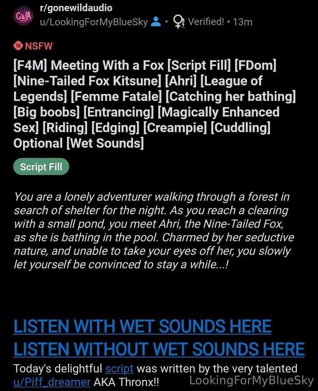 New audio up on Reddit!! 🦊  https://www.reddit.com/r/gonewil..
