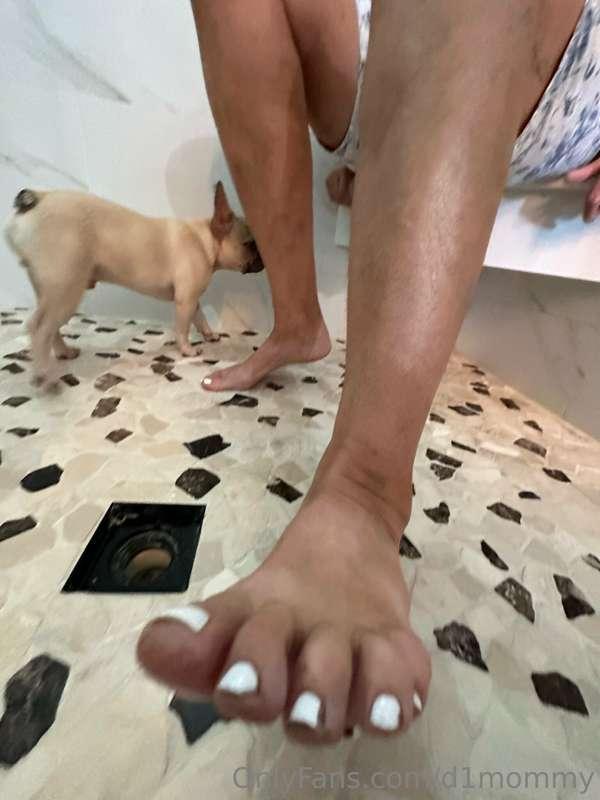 The baby dog likes BIG mamas feet 💁🏼‍♀️🤭🤭❤️