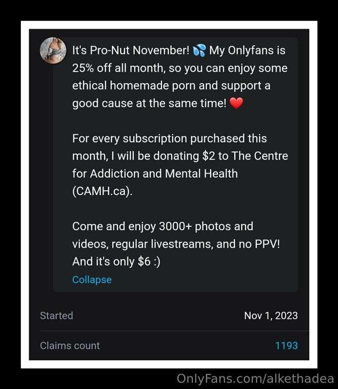 THANK YOU to everyone who subscribed during my Pro-Nut Novem..
