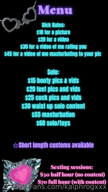 New updated menu <3 ;) tip under this post or in the chats f..