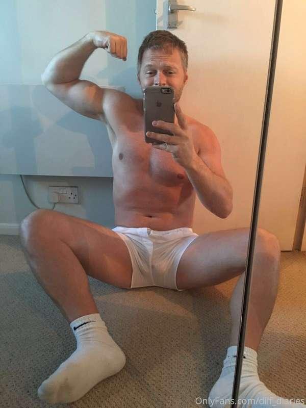 White boxers and socks showoff
