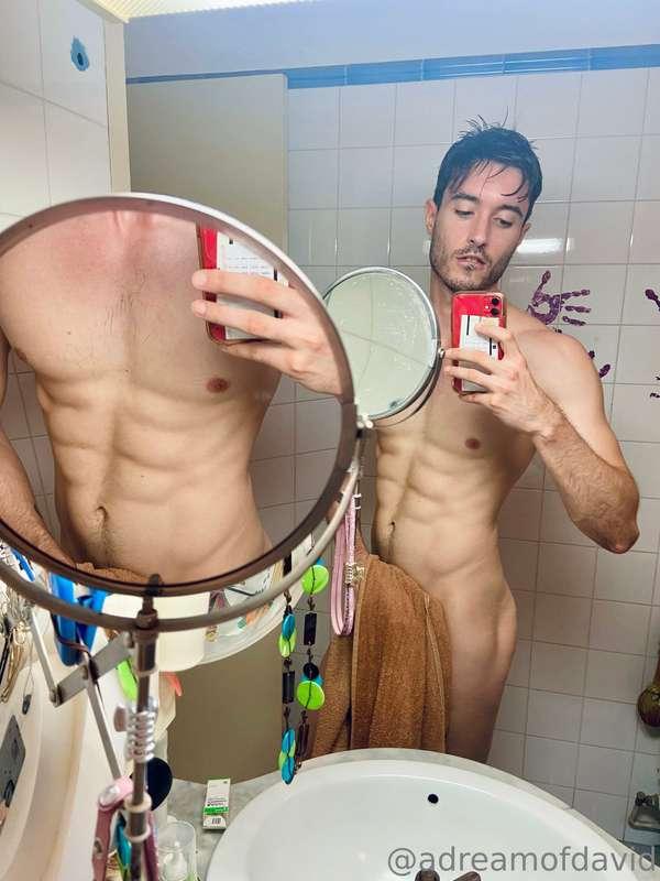 I'm all sweaty from my workout... wanna shower together? 😏
