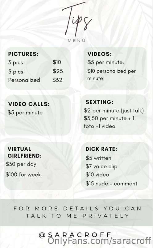 My tip menu 🤑 If you have any suggestions or questions you c..