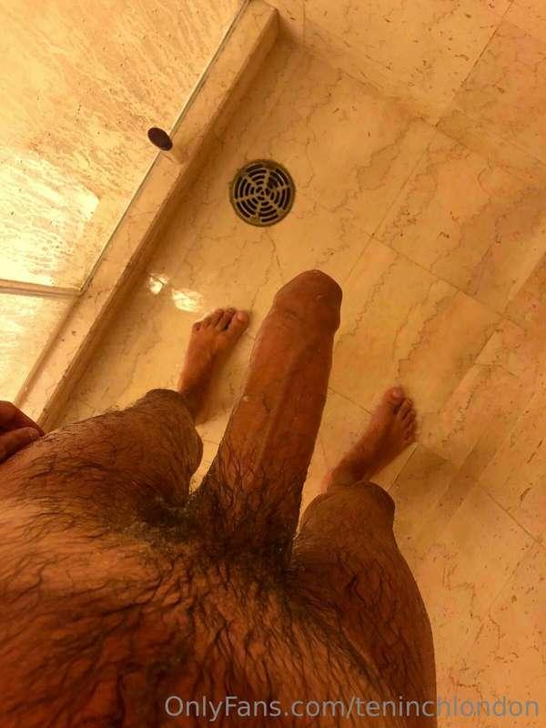 Every time I touch him, he grows...even in the shower 😂
