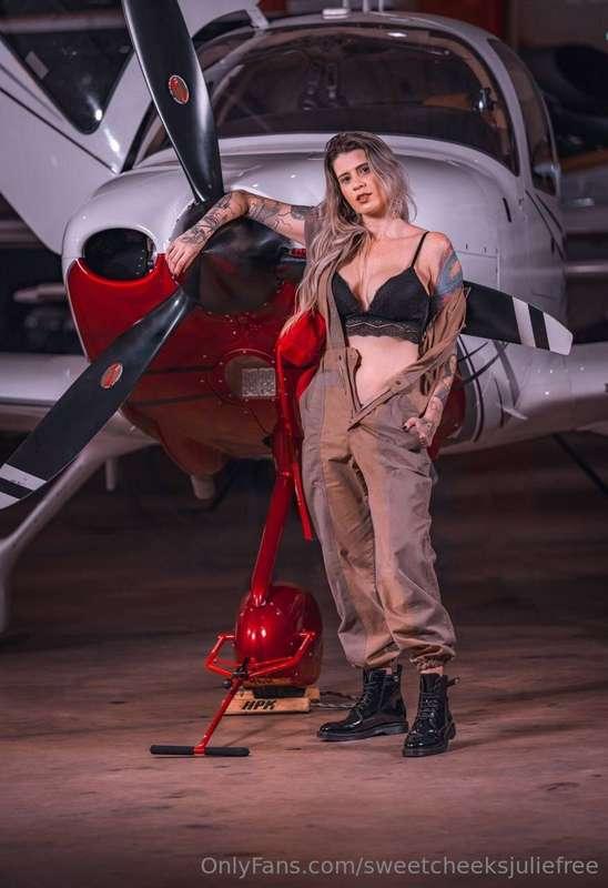** ✈️ This hot pilot👩🏼‍✈️is ready to taken off! 
Jump on boa..