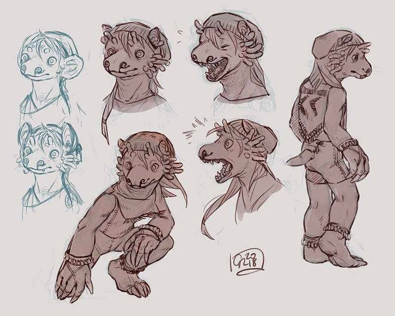 Mole Alien Girl - sketches and early sketches