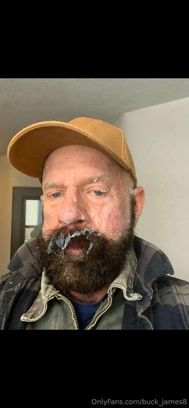 Another big guy shoots on my beard !! Big shooter