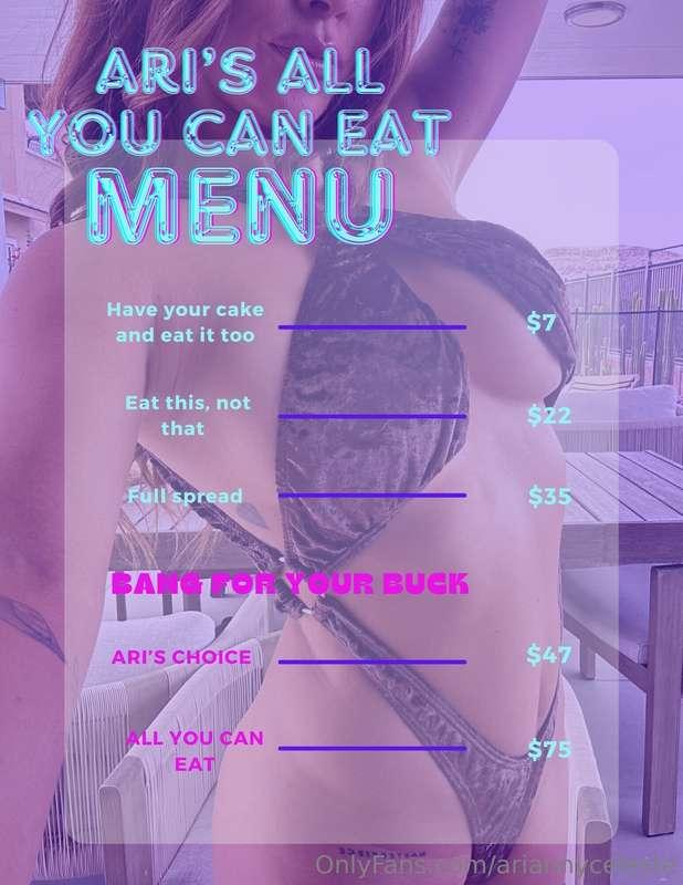I hope you’re hungry because this menu is all you can eat … ..