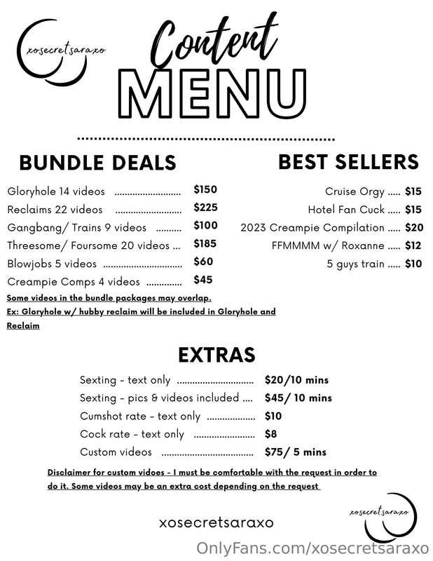 Here is a NEW menu for some of the stuff I have to offer!!  ..