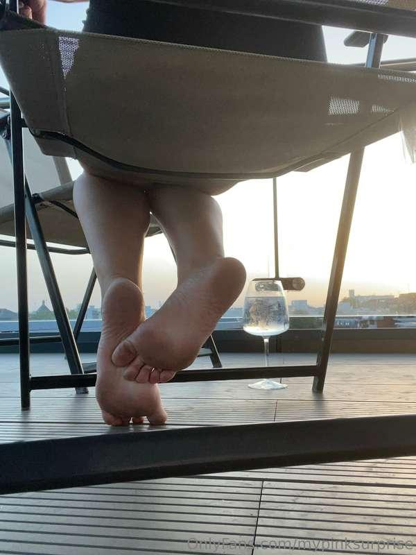 Enjoying a glass of wine watching the sun go down...one my l..