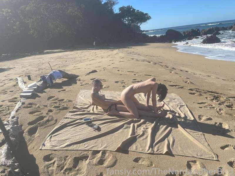 Naked beach time was amazing yesterday and we did some great shoots #beachsex #nerds #teens #strapon #nudebeach 