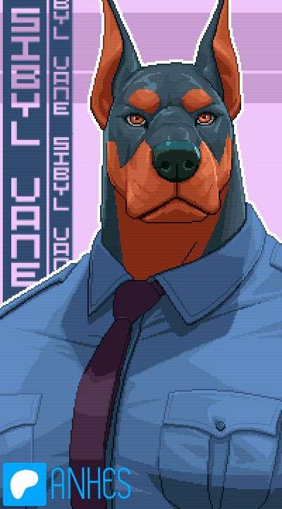 Dobie cop fighter - Sprite & Portrait