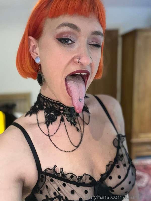 tongue out or tongue in?
