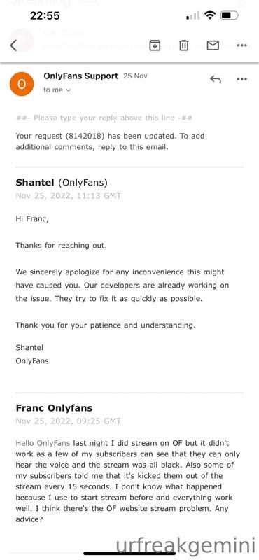 I did ask OF support, I will try live again. I’ll post befor..
