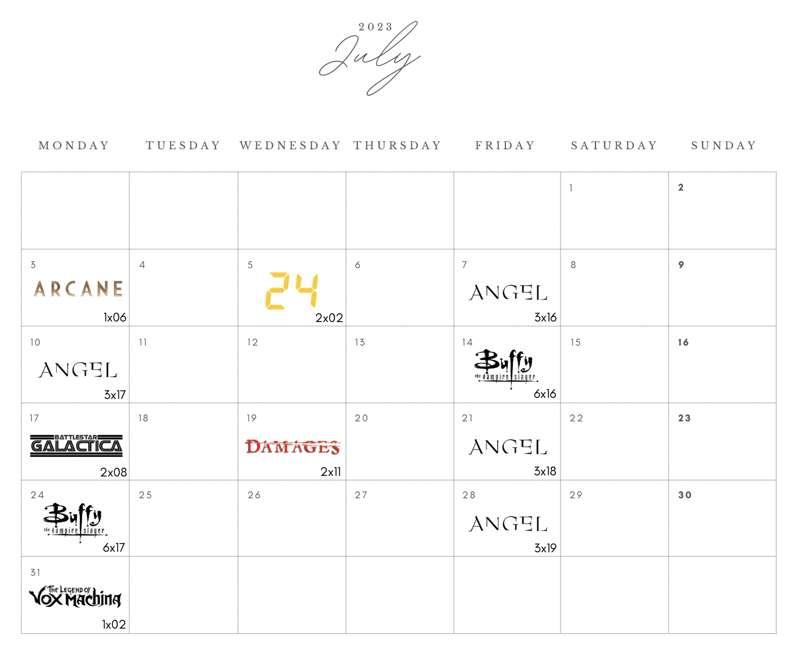 july schedule!! ♥♥♥