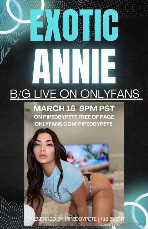 Live tonight w/ @exoticannie !! In 2 hours! 9pm AZ time 