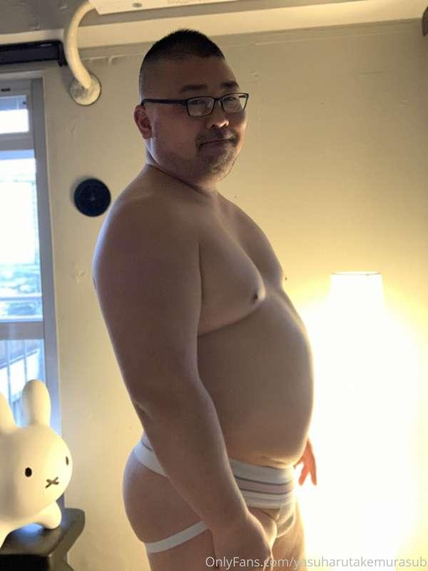 In a white jockstrap