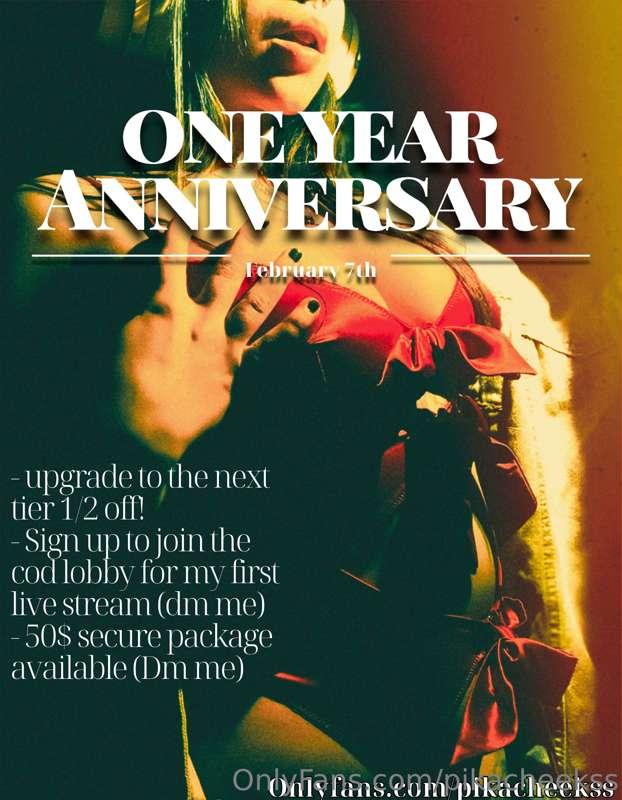 My one-year anniversary is tomorrow so let's enter it with a..