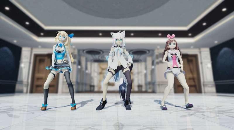 FullHD 【MMD R-18】 KARA STEP - Mirai Akari, Shirakami Fubuki, Kizuna AI